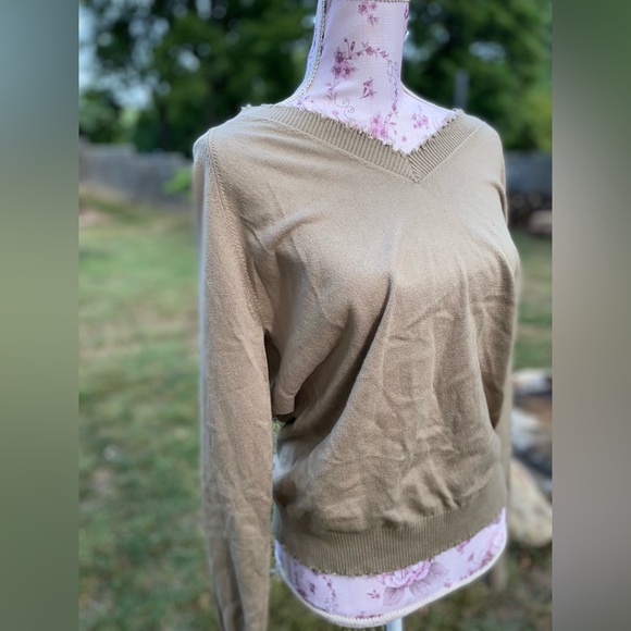 Minnie Rose 7GG Cashmere Frayed Edge Cropped Vneck sweater (read description) - Picture 13 of 15